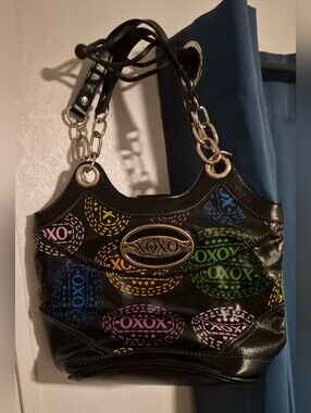 Retro XOXO Purse Good Condition Black And Multi Colored Vegan Leather
